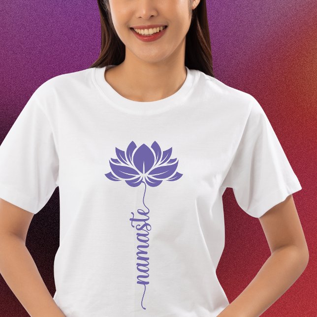 T-shirt Namaste Black Lotus Flower Script moderne (Créateur téléchargé)
