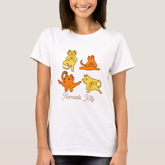 T-shirt Namaste In Bed Funny Chat Yoga Chemise Tee (Devant)