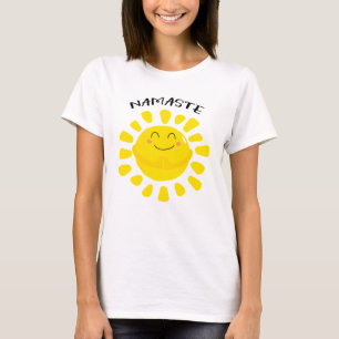 T-shirt Namaste Soleil Souriant Avec Mains De Prière