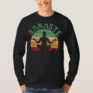 T-shirt Namaste Yoga Pose Méditation Zen Peace Women Retro