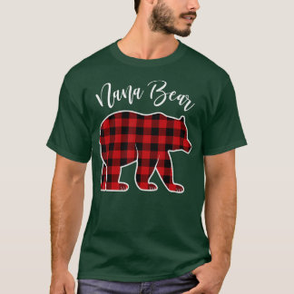 T-shirt Nana Bear Pajama Rouge Buffalo Noël Amusant Chr Fa