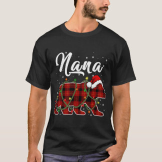 T-shirt Nana Bear Xmas Rouge Plaid Correspondance de famil