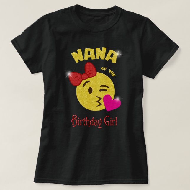 T-shirt Nana de la fête d'anniversaire d'Emoji de fille (Design devant)
