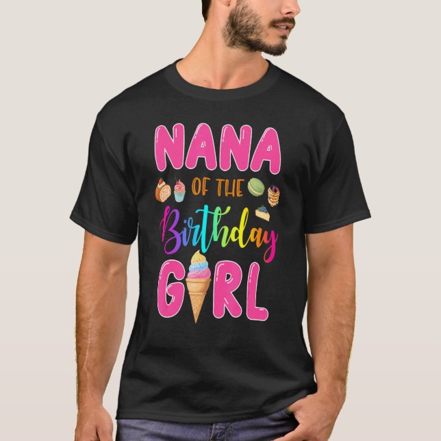 T-shirt Nana De L'Anniversaire Crème Glace Fille Thème Fam (Devant)
