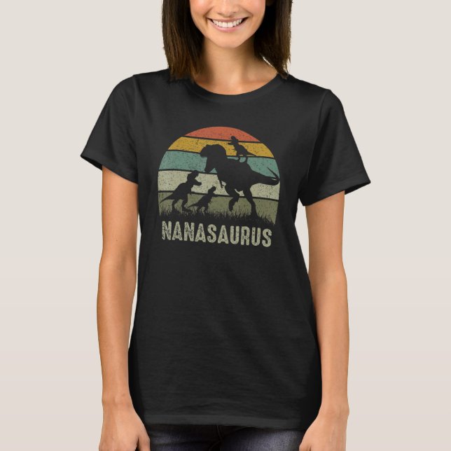 T-shirt Nana Dinosaur Rex Nanasaurus 3 Enfants Famille Mat (Devant)
