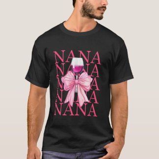 T-shirt Nana Et Vin Coquette Bow Christmas Girl Grandma