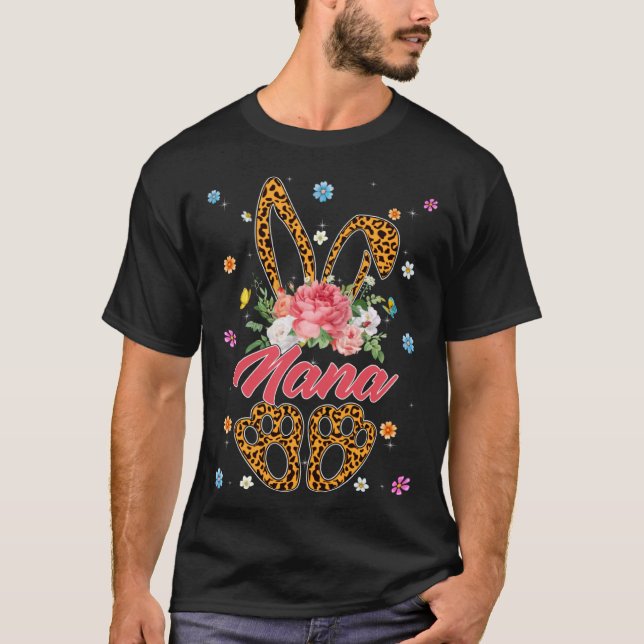 T-shirt Nana Leopard Bunny Matching Family Easter Day Part (Devant)