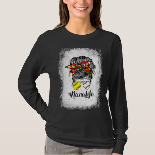 T-shirt Nana Life Messy Bun Hair Softball fête des mères