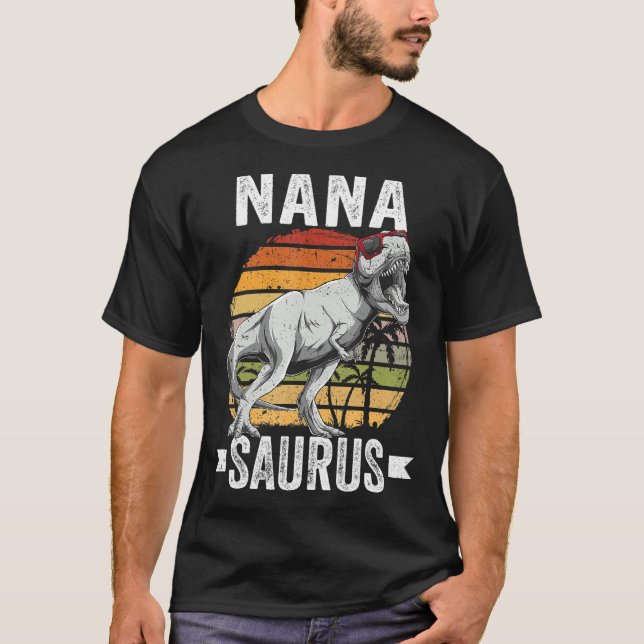 T-shirt Nana Saurus Dinosaur Nanasaurus Family Matching T (Devant)