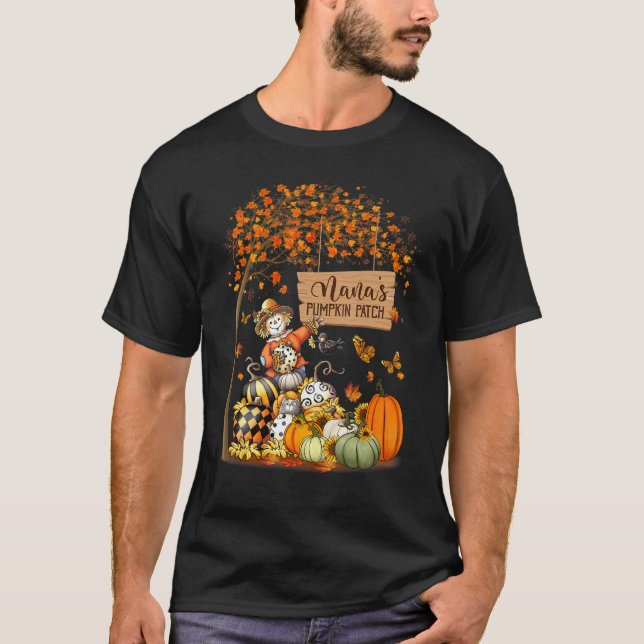 T-shirt Nana's Pumpkin Patch Fall Leaves Scarecrow Thanksg (Devant)