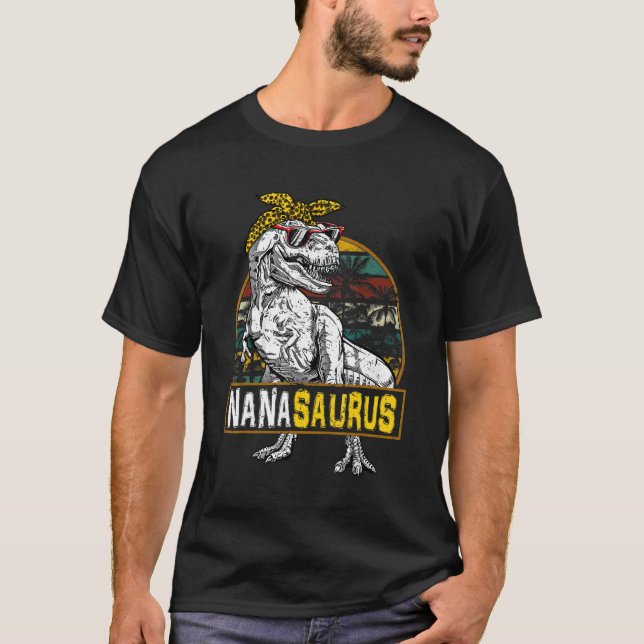 T-shirt Nanasaurus Leopard Rex Dinosaur Nana Saurus Mère (Devant)