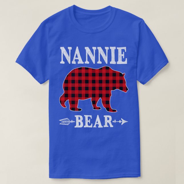T-shirt Nannie Bear Pyjama de Noël Rouge Plaid Buffalo Fam (Design devant)