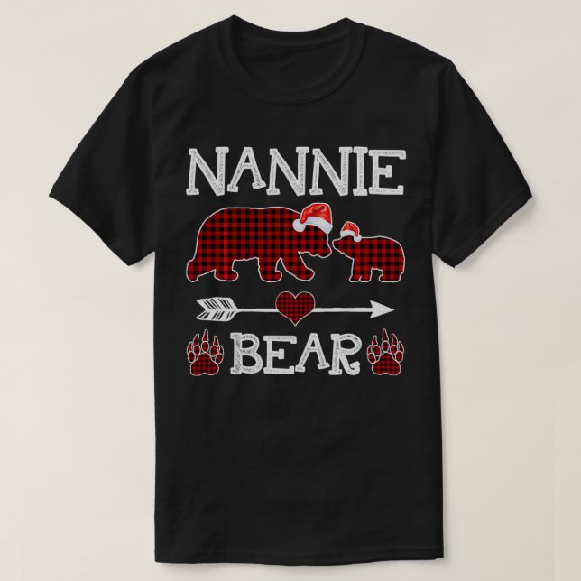 T-shirt Nannie Bear Pyjama de Noël Rouge Plaid Buffalo Fam (Design devant)