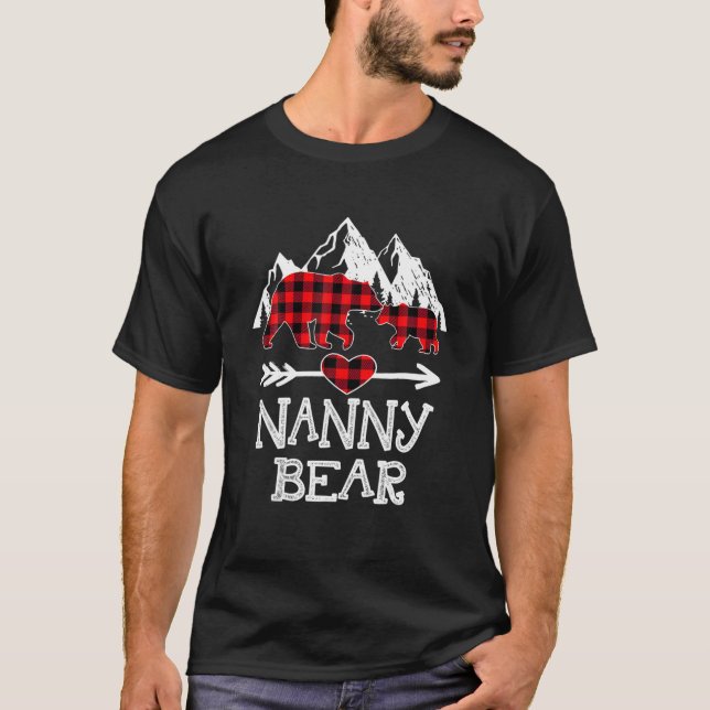 T-shirt Nanny Bear Pajama de Noël Red Plaid Buffalo Fami (Devant)