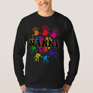 T-shirt Nanny Heart Print Kids Handprint Grandma Moth
