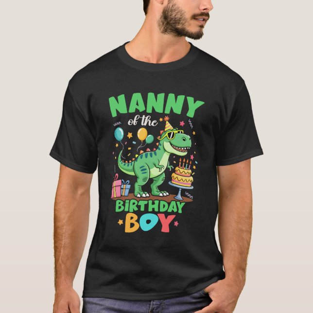 T-shirt Nanny Of The Birthday Boy T Rex Dinosaur Family Pa (Devant)
