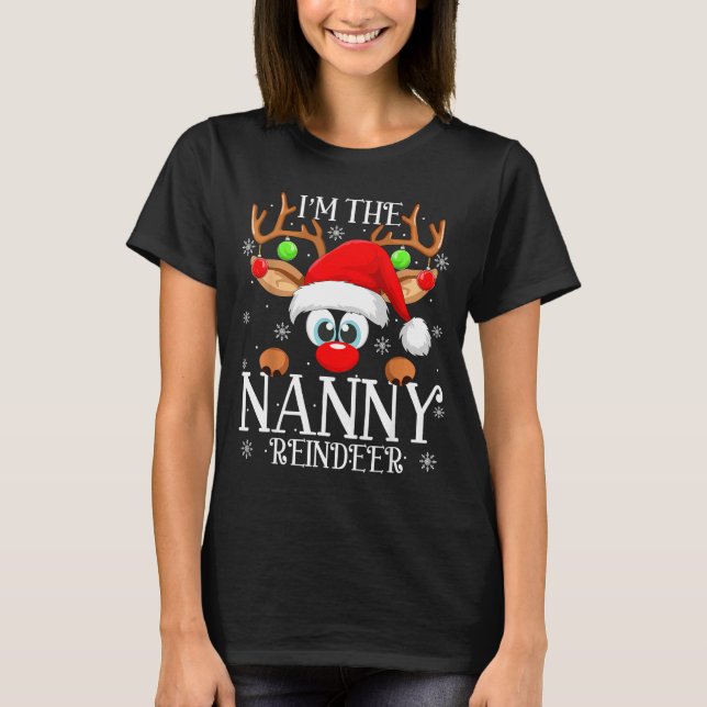T-shirt Nanny Reindeer Christmas Family Matching Group Fun (Devant)