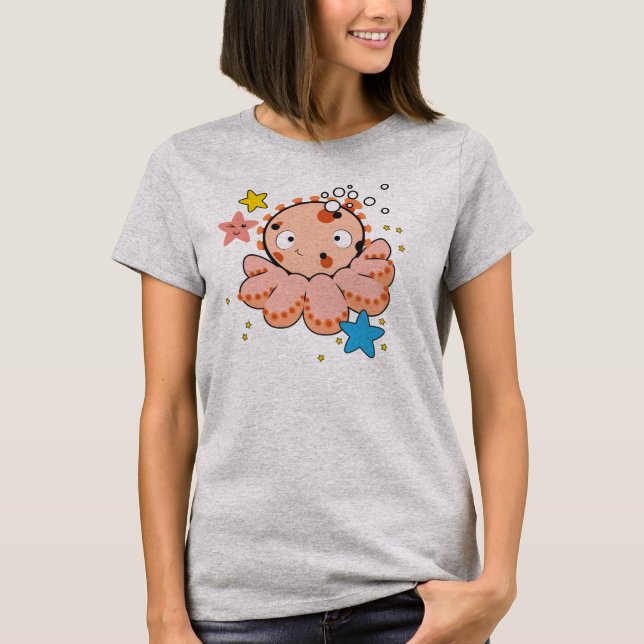 T-shirt nano de Hanes des femmes avec le poulpe (Devant)