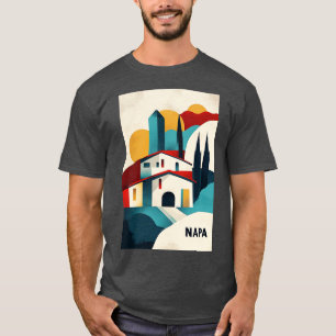 T-shirt Napa Valley Vineyard Art avec moderne géométrique