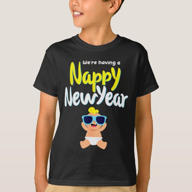 T-shirt Nappy New Year Diaper Expecting Pregnant Funny Hap (Devant)