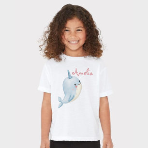 T-shirt Narwhal Girl Anniversaire Ajouter le nom Personnal