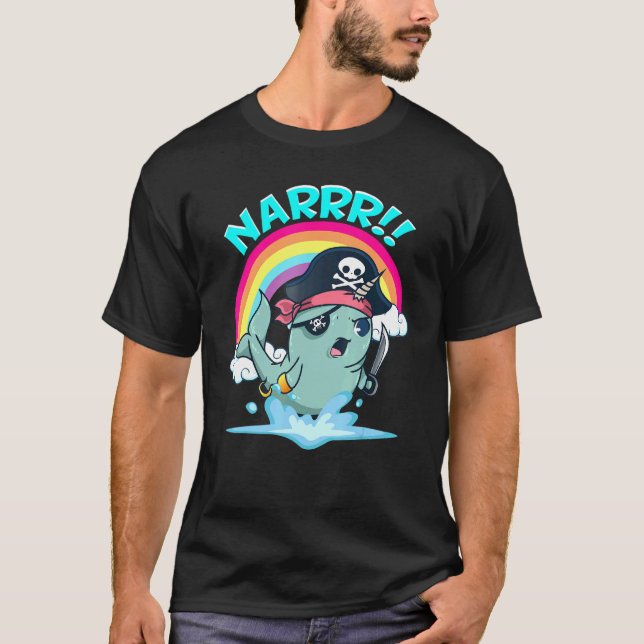T-shirt Narwhal Pirate Narwhal Sea Unicorn Joke Graphisme (Devant)