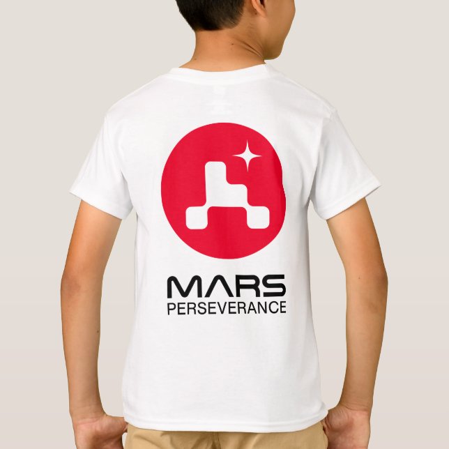 T-shirt NASA Mars Perseverance Rover Rocket White Kids’ (Dos)