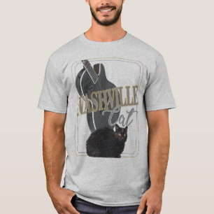 T-shirt Nashville Chat noir Chat Black Guitare noire DD
