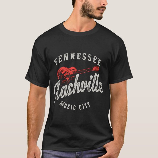 T-shirt Nashville Music City Guitare (Devant)