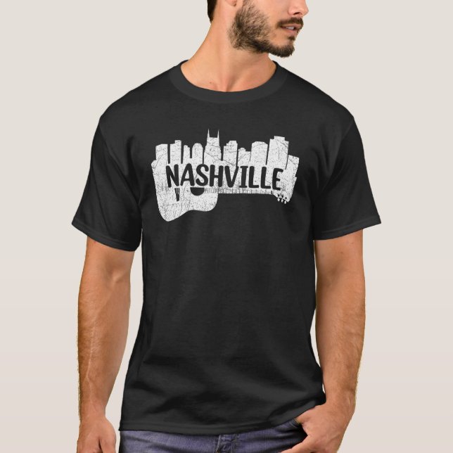 T-shirt Nashville Skyline Tennessee Country Music Guitare  (Devant)