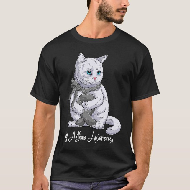T-shirt National Asthma Awareness Month Gray Ribbon Cute C (Devant)