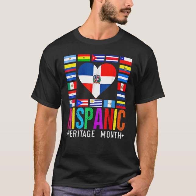 T-shirt National Hispanique Mois du patrimoine Heart Ameri (Devant)