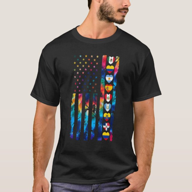 T-shirt National Hispanique Mois du patrimoine USA Drapeau (Devant)