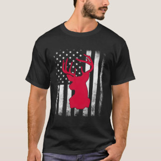 T-shirt National US Drapeau American Deer chasse aux anima