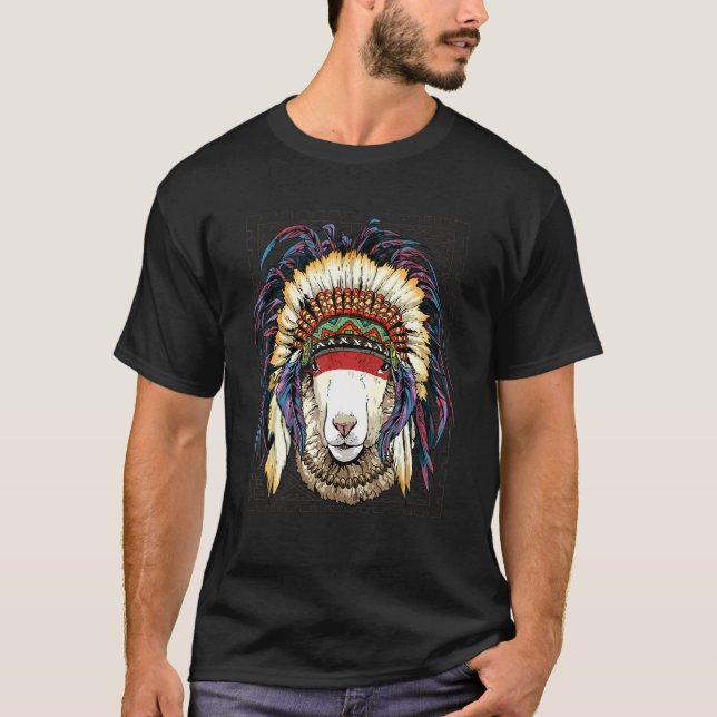 T-shirt Native American Indian Sheep Lamb Indigenous Peopl (Devant)