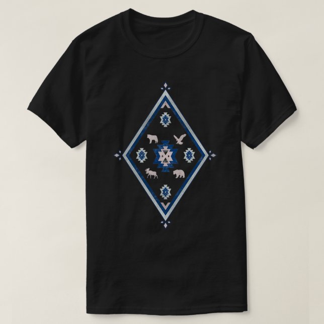 T-shirt Native American Spirit Animal Pink Blue Edition (Design devant)