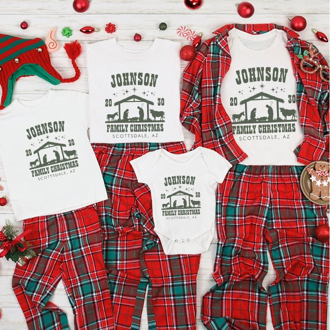 T-shirt Nativité chrétienne personnalisée Noël de famille (Créateur téléchargé)