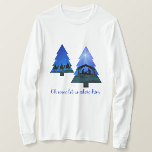 T-shirt Nativité de l'arbre de Noël : Oh, allons-nous l'