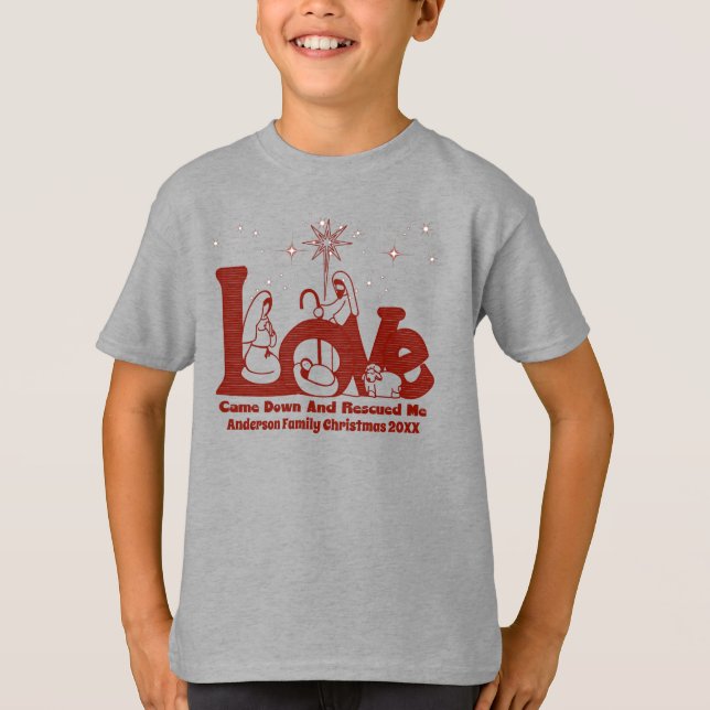 T-shirt Nativité de Noël de la famille chrétienne personna (Devant)