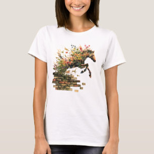 T-shirt Nature Botanique Cheval Floral Jumping