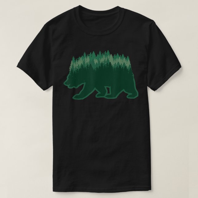 T-shirt NATURE DOUBLE EXPOSED BEAR Forest Trees  (Design devant)