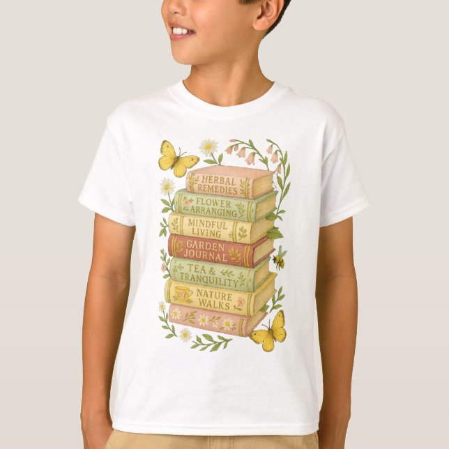 T-shirt Nature et livre Lover Botanique Stack (Devant)
