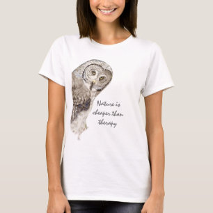 T-shirt "Nature meilleur marché hibou d'aquarelle d'humour