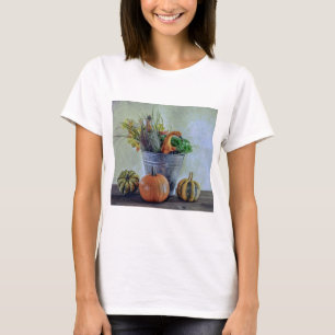 T-shirt Nature morte d'automne avec citrouilles, fleurs