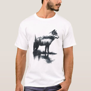 T-shirt Nature Mountains Adventure Wolf Outdoor Wildlife F