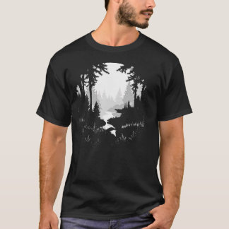 T-shirt Nature nocturne faune arbres extérieur pour femmes