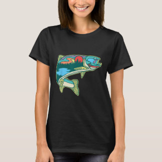 T-shirt Nature Trout Illustration Vintage Fly Fishing Retr