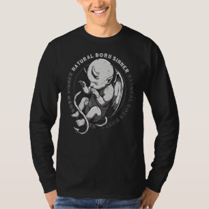 T-shirt Naturel Born Sinner Devil Baby Grunge Goth Emo Pun