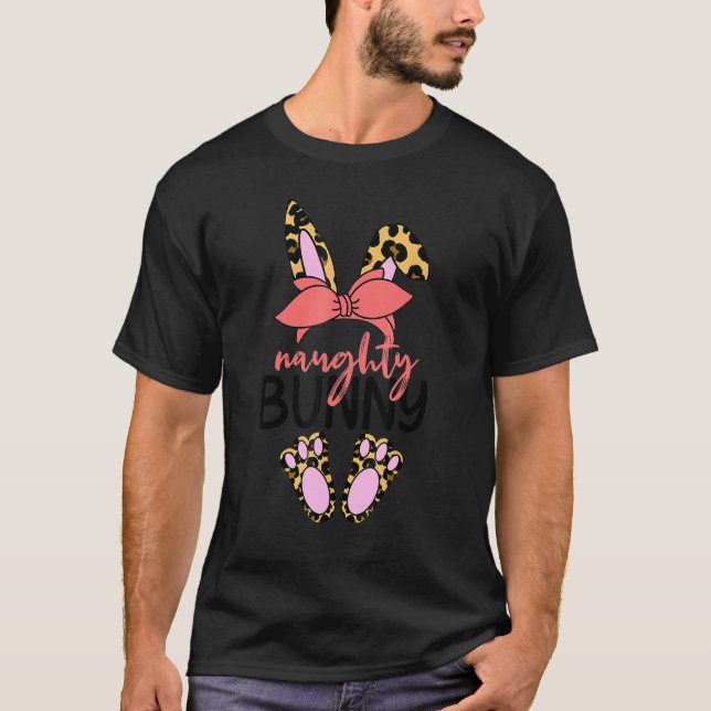 T-shirt Naughty Bunny Ears Famille de Pâques Correspondant (Devant)