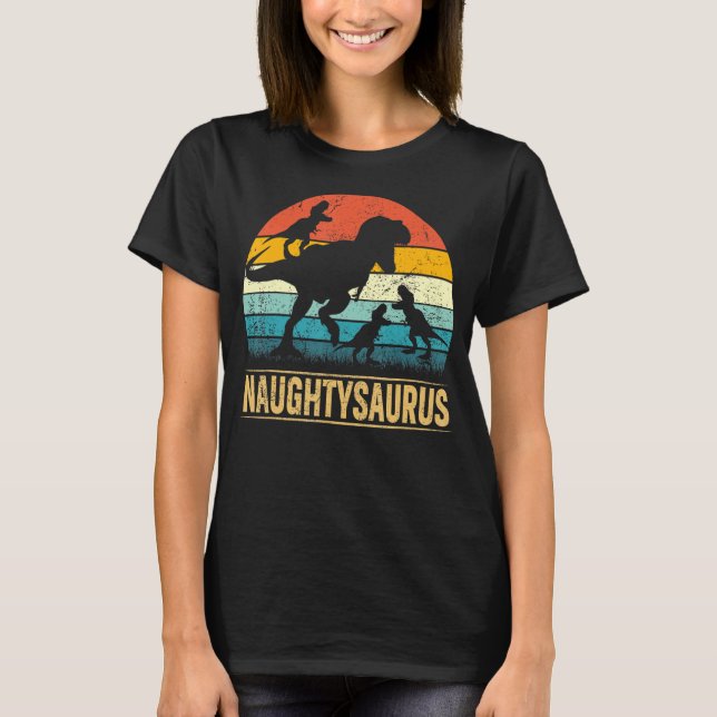 T-shirt Naughty Dinosaur T Rex Naughtysaurus 3 Enfants Fam (Devant)